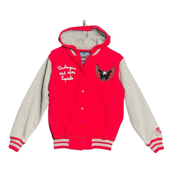 Washington Capitals Old Time Hockey Youth Medium Hooded Varsity Jacket Hoodie